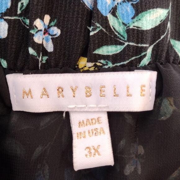 Marybelle Dia & Co NEW Black Floral Two-Tier Pull-On Flare Skirt Womens 3X Plus - Picture 6 of 11